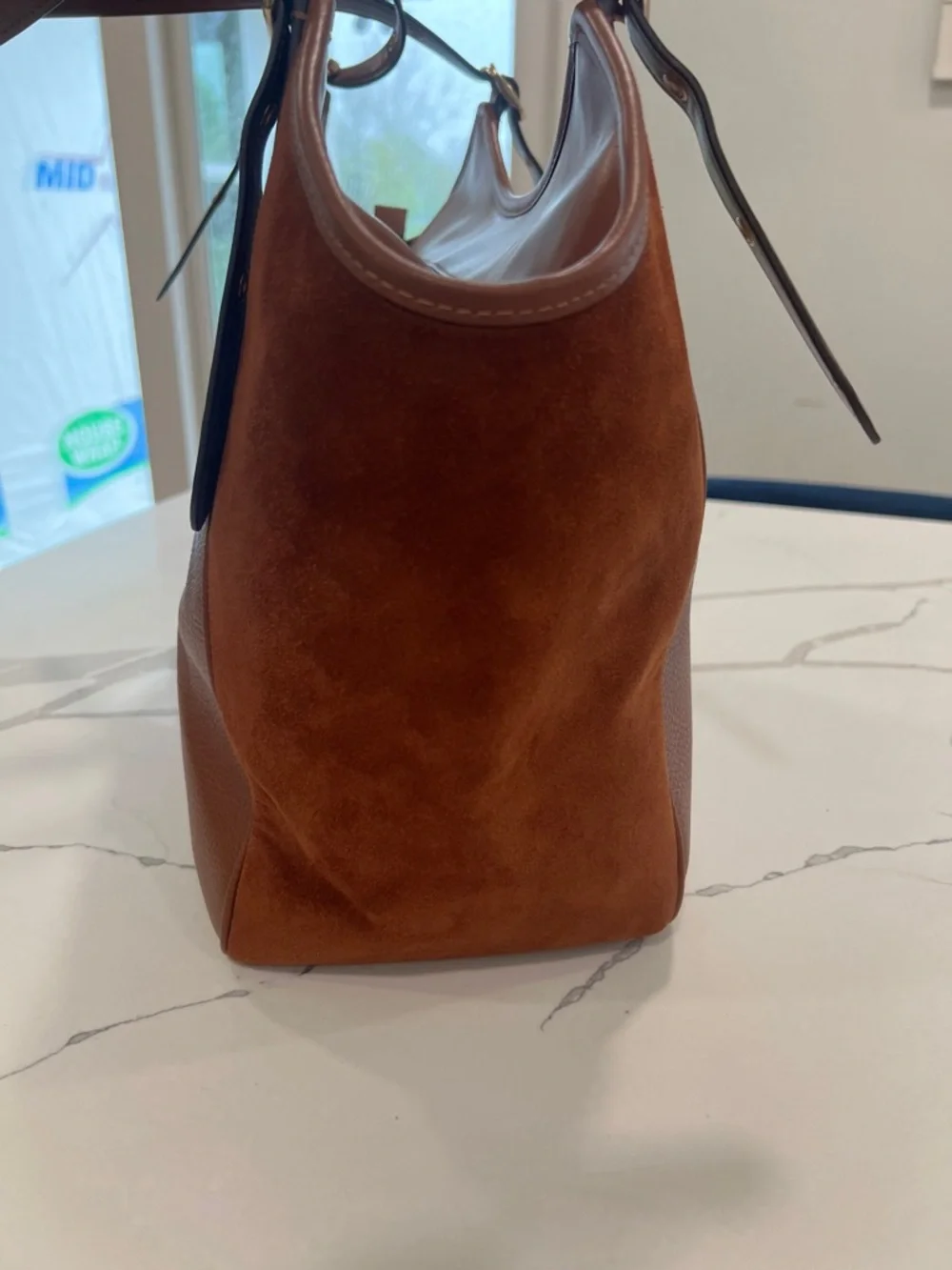 Coach Chestnut Brown Leather Suede Tote - Picture 7 of 14